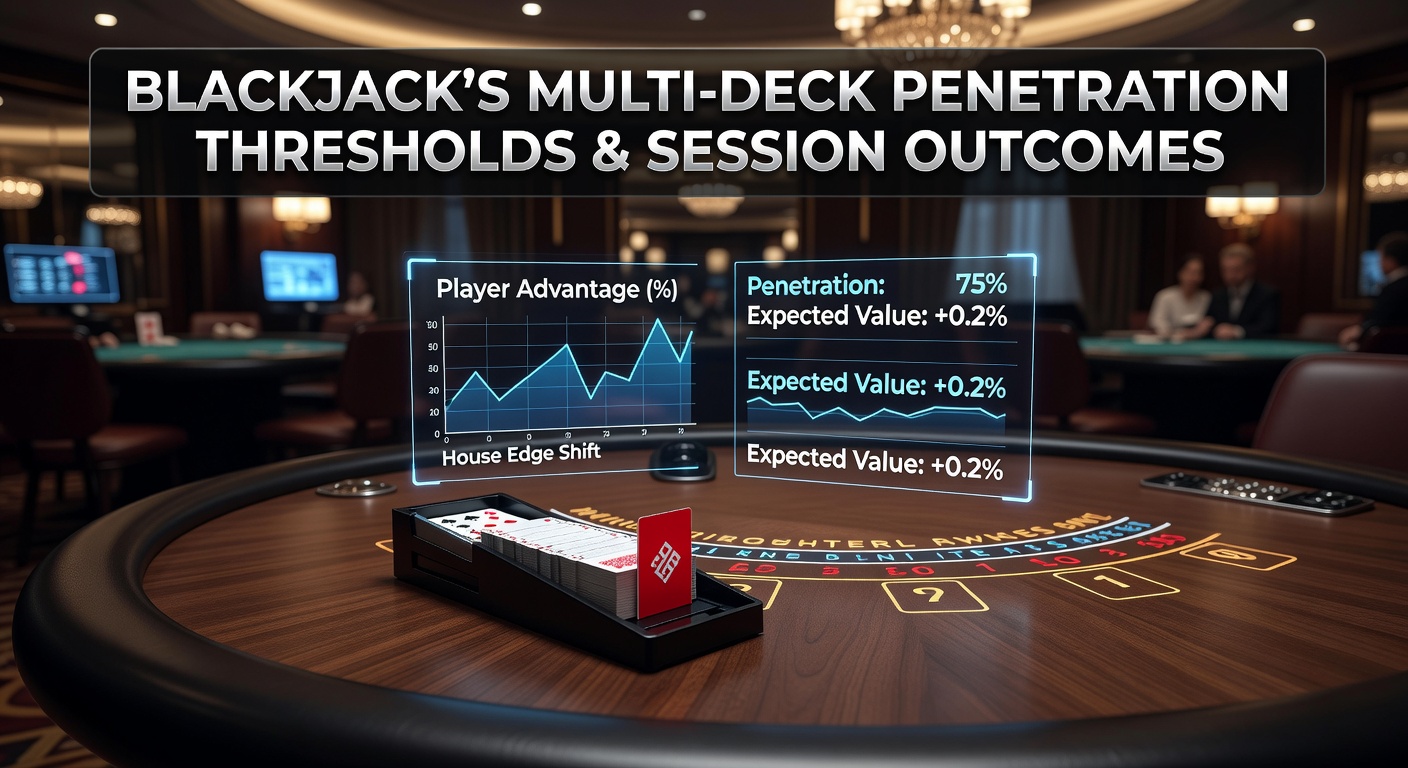 Diagram showing multi-deck shoe penetration levels and dealer cut card placement in blackjack