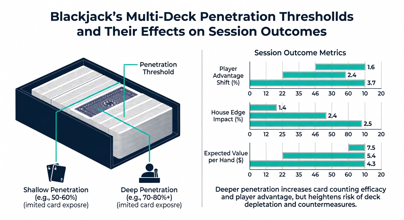 Chart illustrating session win rate variations at different multi-deck penetration thresholds