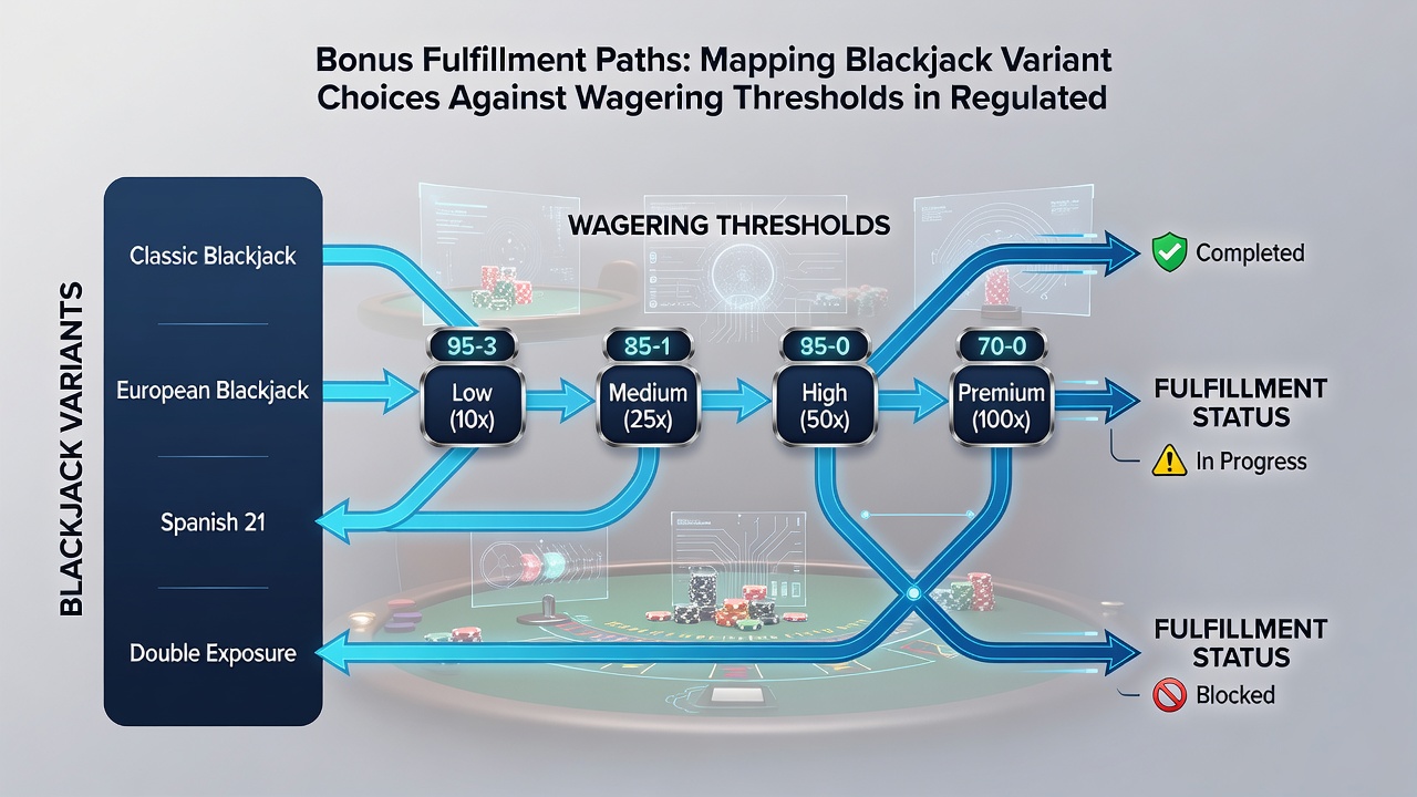 Chart showing wagering threshold mapping for different blackjack variants