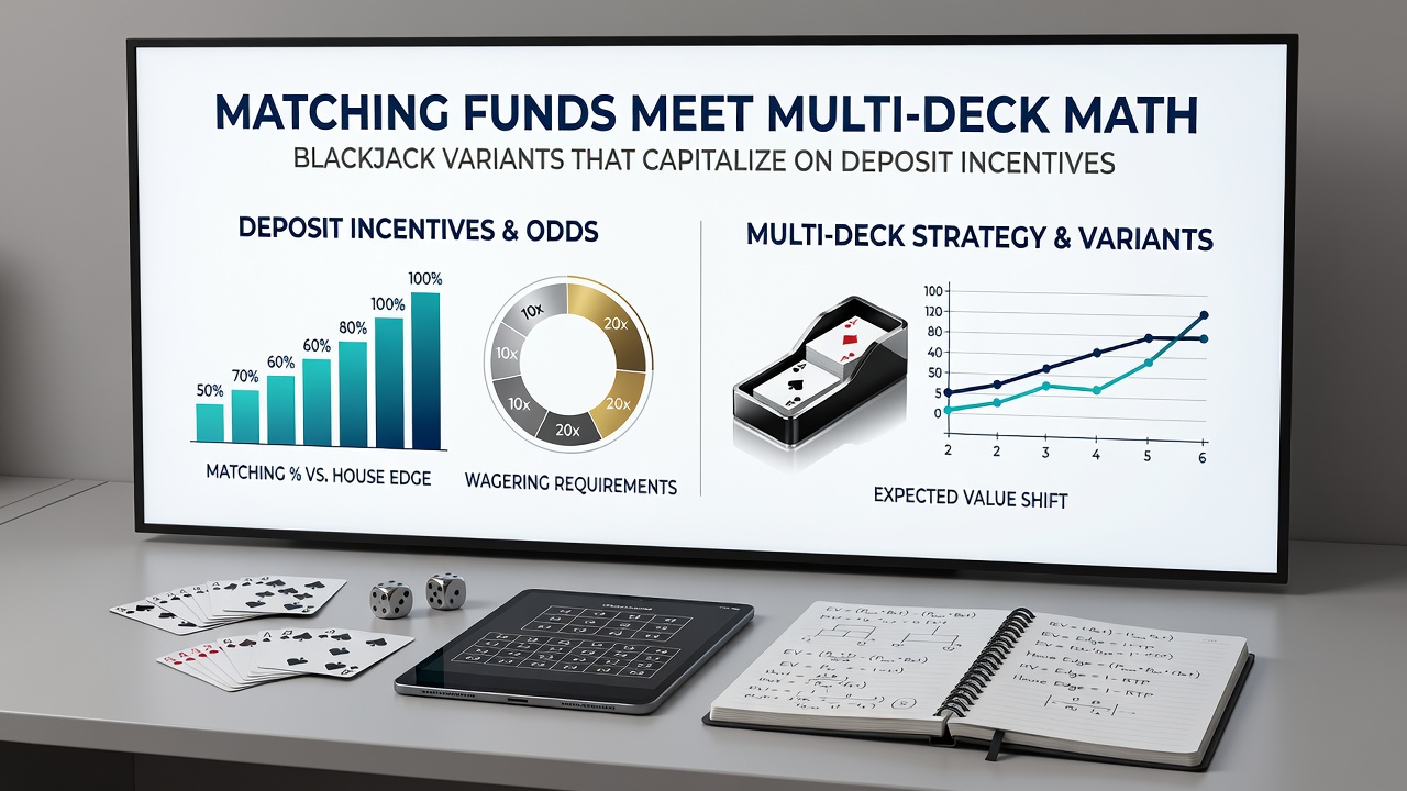 Close-up of online blackjack screen displaying multi-deck count and active deposit bonus meter