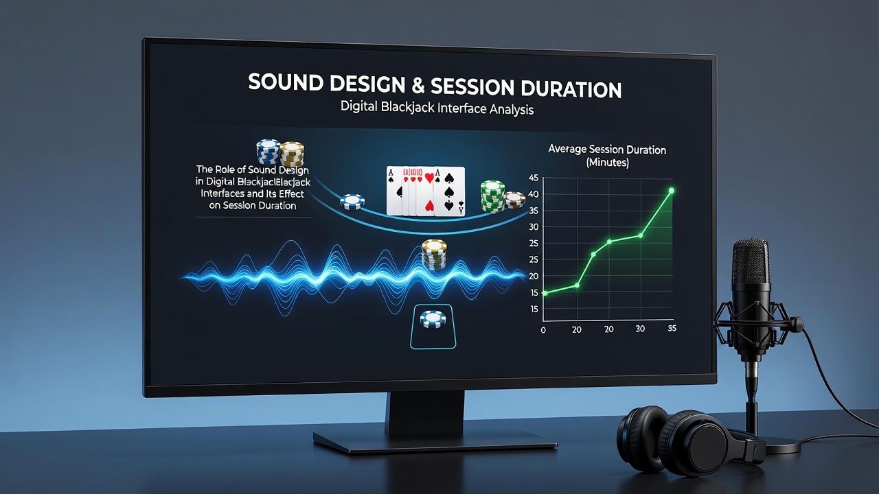 Digital blackjack interface displaying animated cards with layered sound control indicators and chip stacks